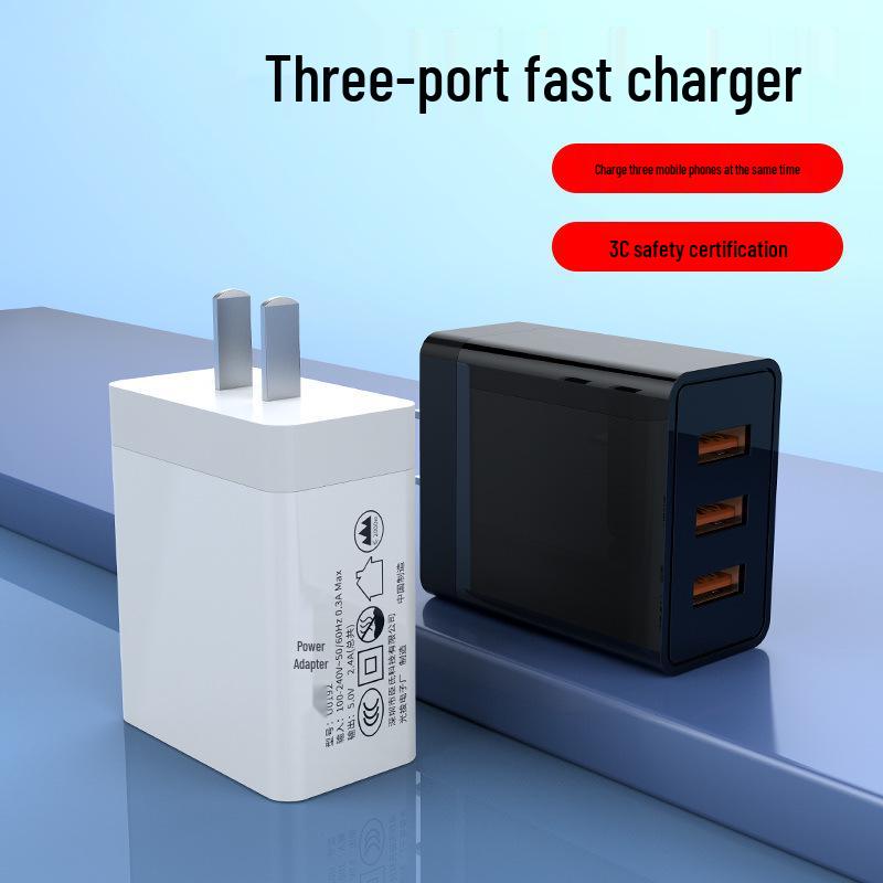 Three-Port USB Universal Wall Charger - Fast, 3C Certified, Multifunctional Multi-Hole Adapter. Three-Port Charger Black
Three-Port USB Universal Wall Charger - Fast, 3C Certified, Multifunctional Multi-Hole Adapter. Three-Port Charger Black
