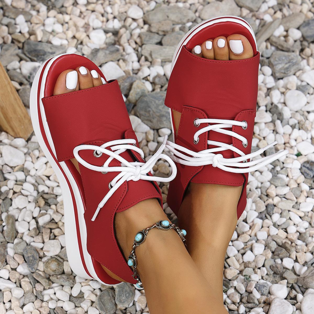 Casual versatile front lace-up sandals women s new solid color large-size open-toed fish mouth shoes 36 чорний
Casual versatile front lace-up sandals women s new solid color large-size open-toed fish mouth shoes 36 чорний