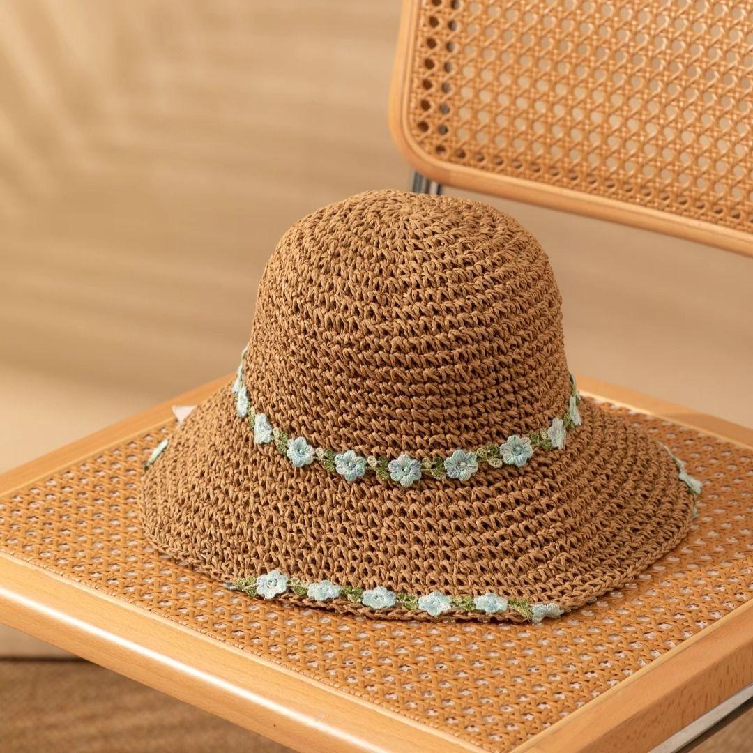 Новая цветочная плетеная соломенная шляпа для женщин, летняя пляжная, морская, рыболовная, солнцезащитная шляпа от солнца average size