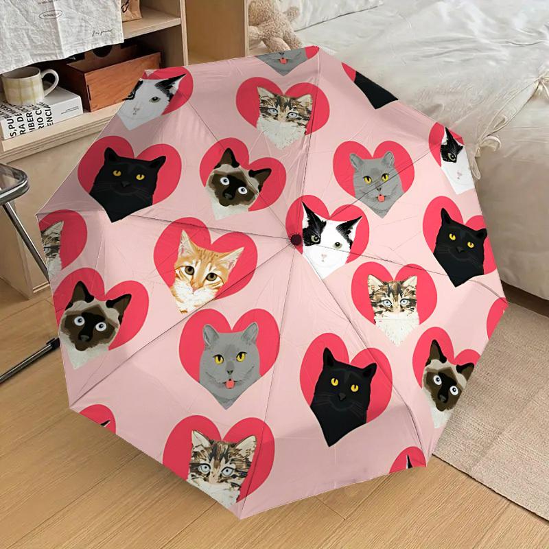 1pc Cat Heart Pattern Automatic Folding Umbrella, 8 Ribs Iron Frame, Suitable for Outdoor Travel and Daily Use yy251120240
1pc Cat Heart Pattern Automatic Folding Umbrella, 8 Ribs Iron Frame, Suitable for Outdoor Travel and Daily Use yy251120240