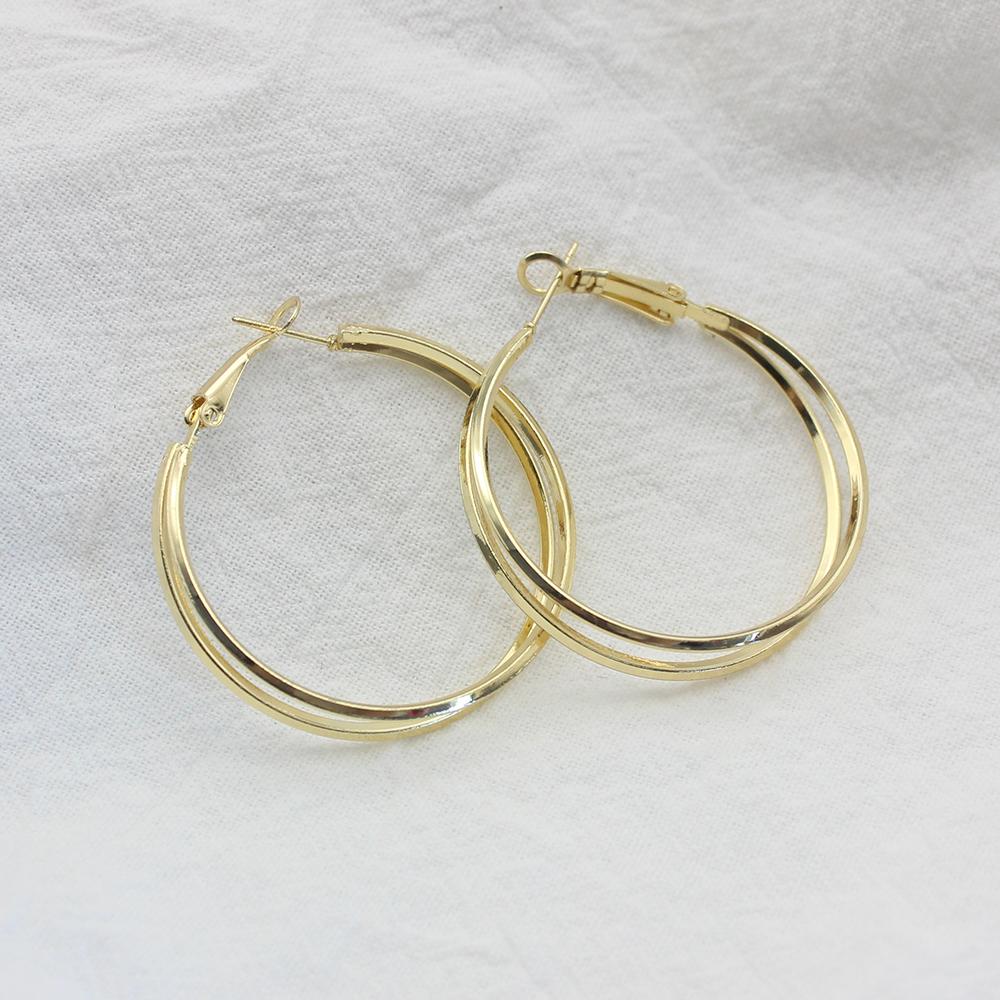 4CM Big Double Layers Hoop Earring for Women Hiphop Rock Temperament Simple Gold Color Circle Round Zircon Brincos Orejeras
4CM Big Double Layers Hoop Earring for Women Hiphop Rock Temperament Simple Gold Color Circle Round Zircon Brincos Orejeras