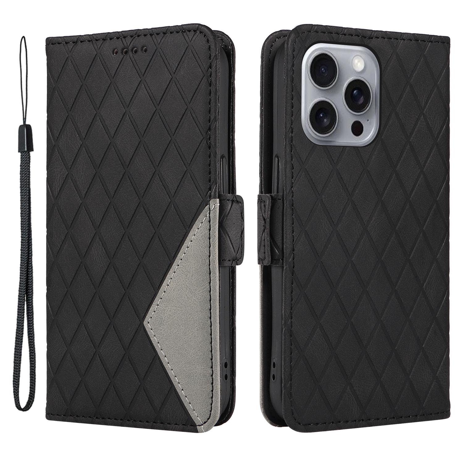 For iPhone 16 Pro Max Case PU Leather Wallet Phone Cover Rhombus Grid Imprinted Black
For iPhone 16 Pro Max Case PU Leather Wallet Phone Cover Rhombus Grid Imprinted Black