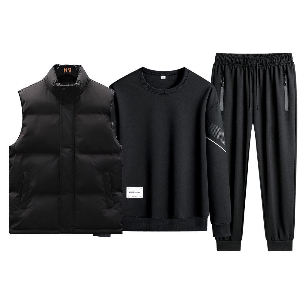 Мужской комплект больших размеров на осень/зиму из трех предметов: повседневный спортивный жилет и свитшот с круглым вырезом. L (100-120 jin) чёрный
Мужской комплект больших размеров на осень/зиму из трех предметов: повседневный спортивный жилет и свитшот с круглым вырезом. L (100-120 jin) чёрный