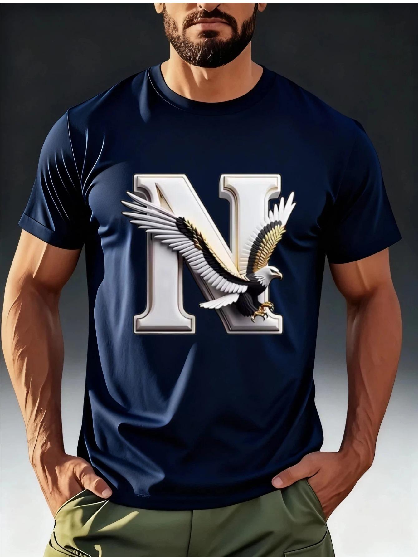 Men s N Letter & Eagle Print T-Shirt - Strength-Themed Design S
Men s N Letter & Eagle Print T-Shirt - Strength-Themed Design S