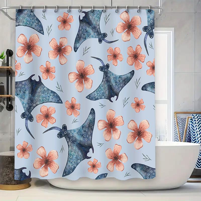 Modern Artistic Print Shower Curtain Set With Blue Flower Rayfish Design For Bathroom Decoration Easy Installation W60H190(CM)-1 Pcs
Modern Artistic Print Shower Curtain Set With Blue Flower Rayfish Design For Bathroom Decoration Easy Installation W60H190(CM)-1 Pcs