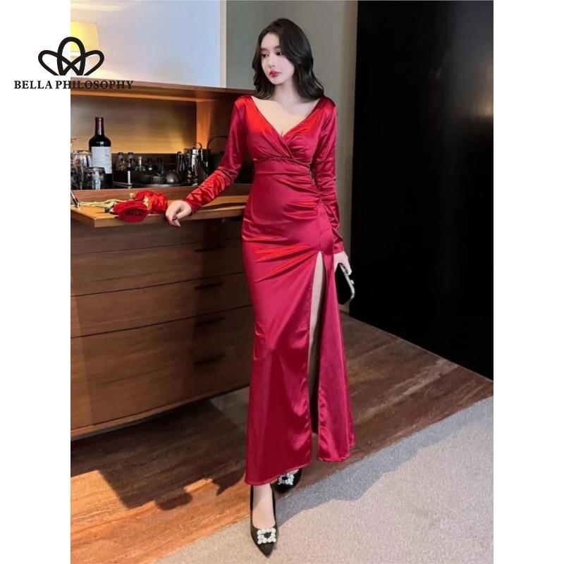 Сексуальное длинное атласное платье с длинными рукавами в европейском и американском стиле, облегающее вечернее платье с узкой талией и бедрами S красный
Сексуальное длинное атласное платье с длинными рукавами в европейском и американском стиле, облегающее вечернее платье с узкой талией и бедрами S красный