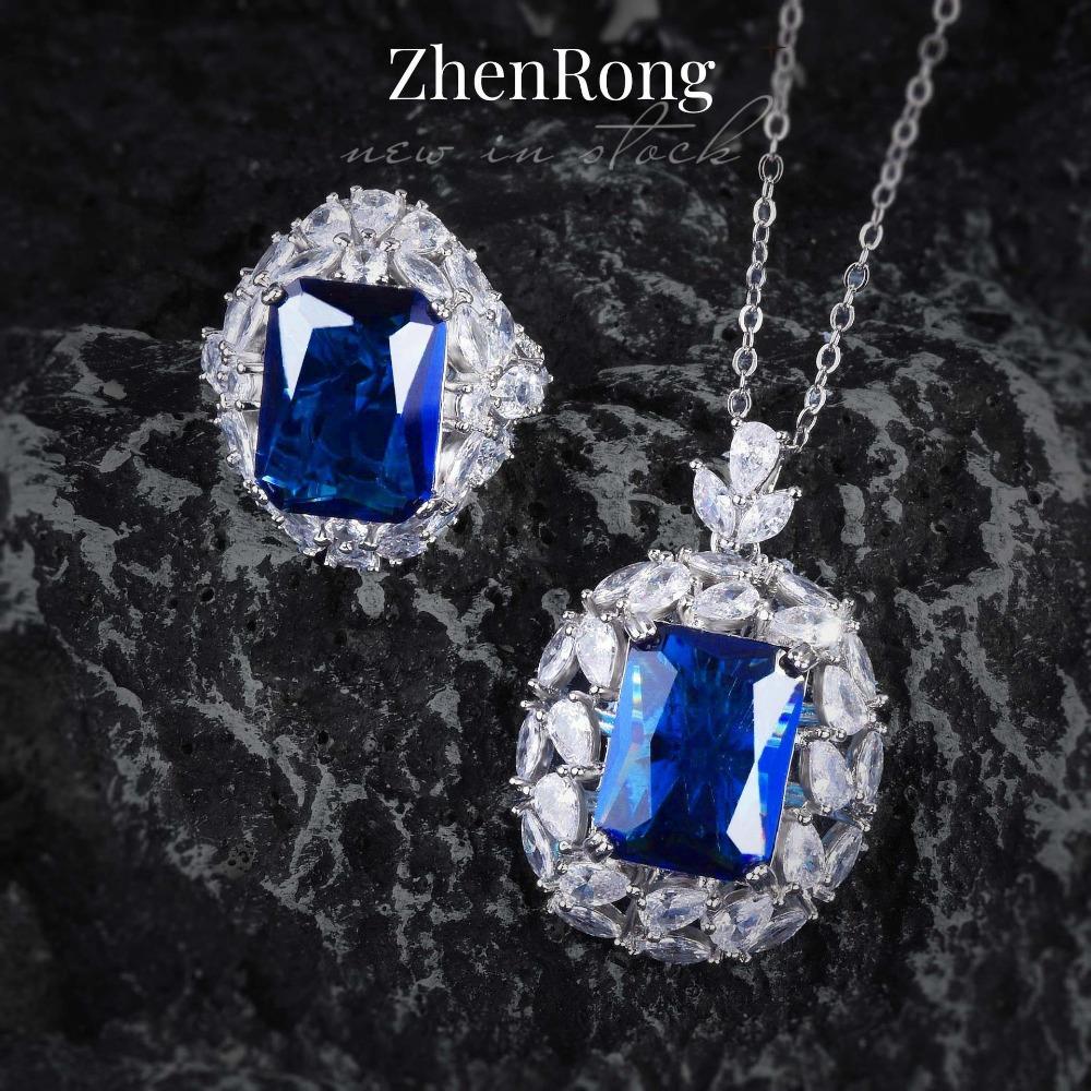 Women Jewelry Set Crystal Emerald Necklace Simulated Royal Blue Sapphire Open Ring Gemstone Suite
Women Jewelry Set Crystal Emerald Necklace Simulated Royal Blue Sapphire Open Ring Gemstone Suite