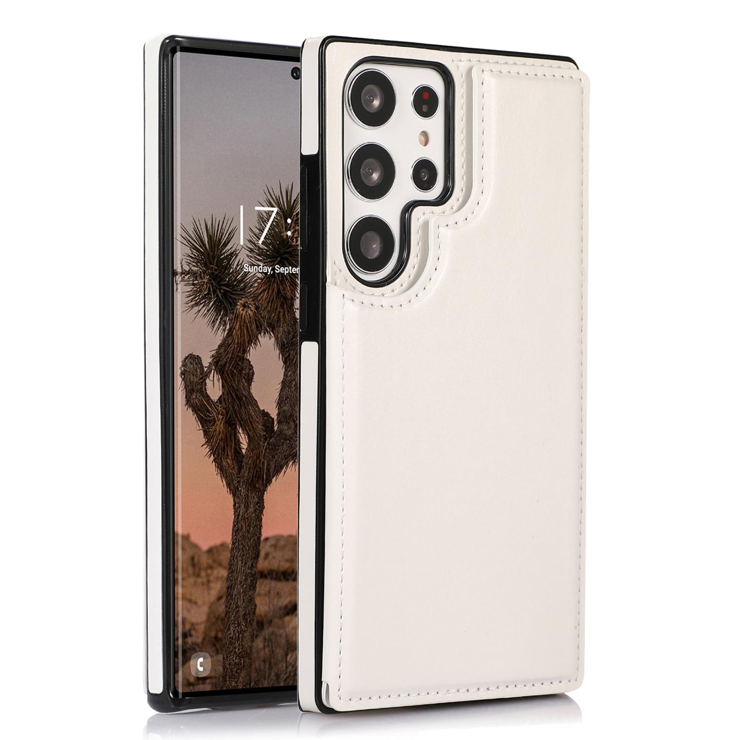 For Samsung Galaxy S23 Ultra Leather Coated TPU Mobile Case Dual Buttons Kickstand Card Holder Cover White
For Samsung Galaxy S23 Ultra Leather Coated TPU Mobile Case Dual Buttons Kickstand Card Holder Cover White