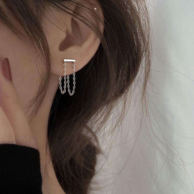 Silver Color Trendy Design Double Chain Tassel Stud Earrings For Women New Arrival Simplicity Earrings Fashion Jewelry
Silver Color Trendy Design Double Chain Tassel Stud Earrings For Women New Arrival Simplicity Earrings Fashion Jewelry