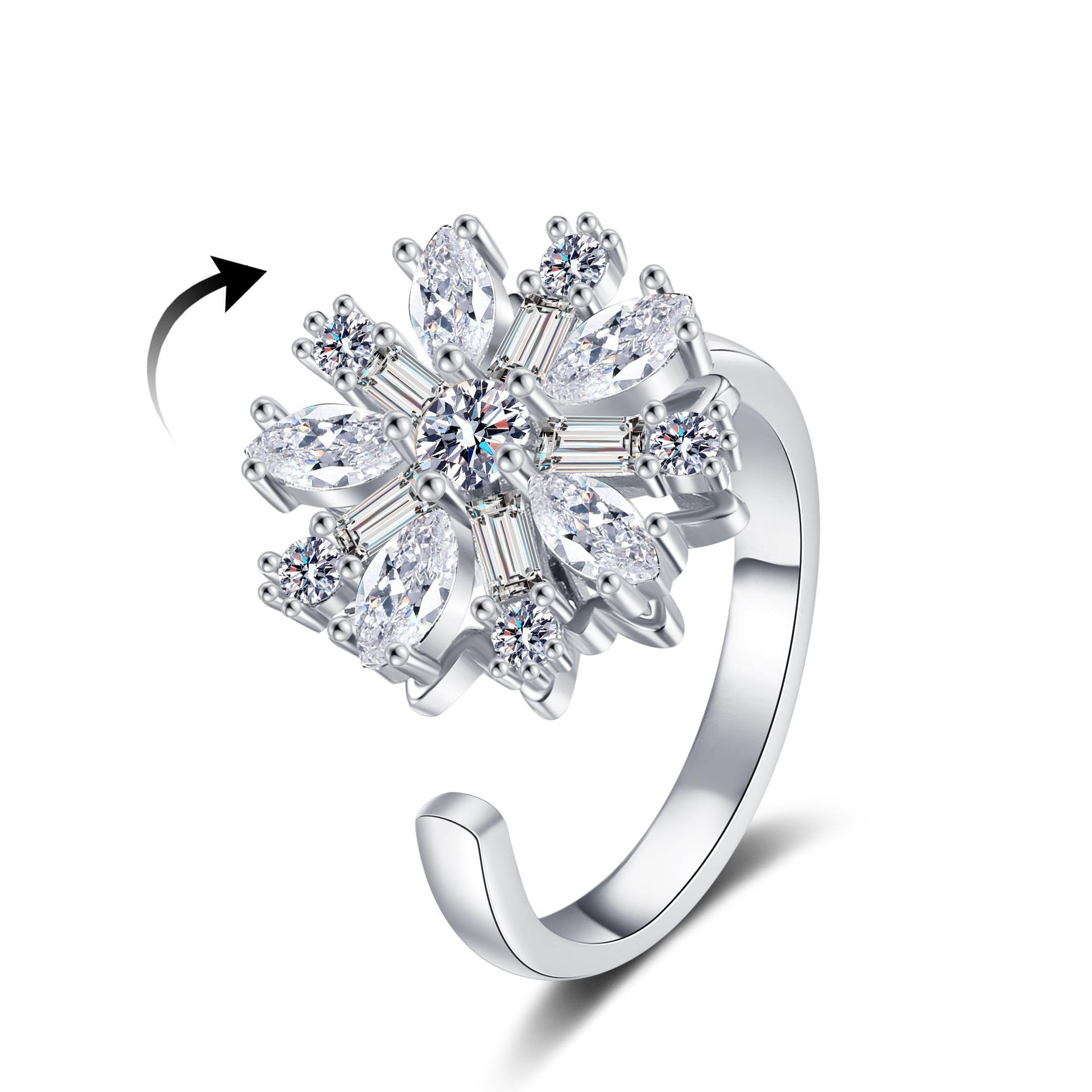 Snowflake Spinner Ring For Woman Crystal-Encrusted Rotating Dazzling Adjustable Statement Rings Luxury Christmas Zircon resizable
Snowflake Spinner Ring For Woman Crystal-Encrusted Rotating Dazzling Adjustable Statement Rings Luxury Christmas Zircon resizable
