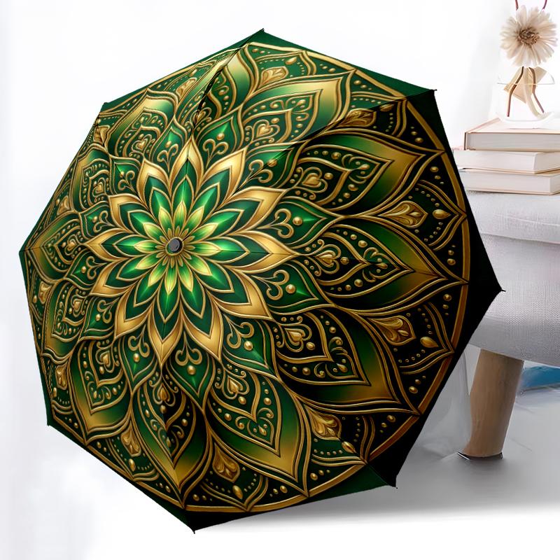 1pc Sturdy 8-Bone Auto Umbrella, Green Mandala Star Umbrella, Digital Printed, Foldable Umbrella for On-the-Go Outdoor Use
1pc Sturdy 8-Bone Auto Umbrella, Green Mandala Star Umbrella, Digital Printed, Foldable Umbrella for On-the-Go Outdoor Use