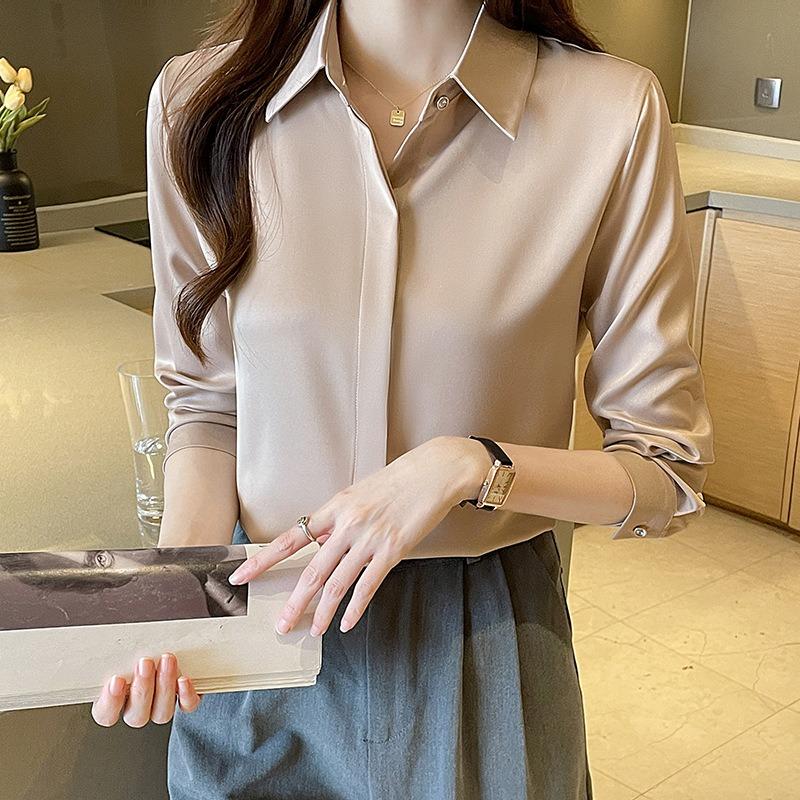 French Long-sleeved Women s Shirt Spring New Acetate Satin Temperament Versatile Loose Casual Commuting Shirt 3XL кавовий
French Long-sleeved Women s Shirt Spring New Acetate Satin Temperament Versatile Loose Casual Commuting Shirt 3XL кавовий
