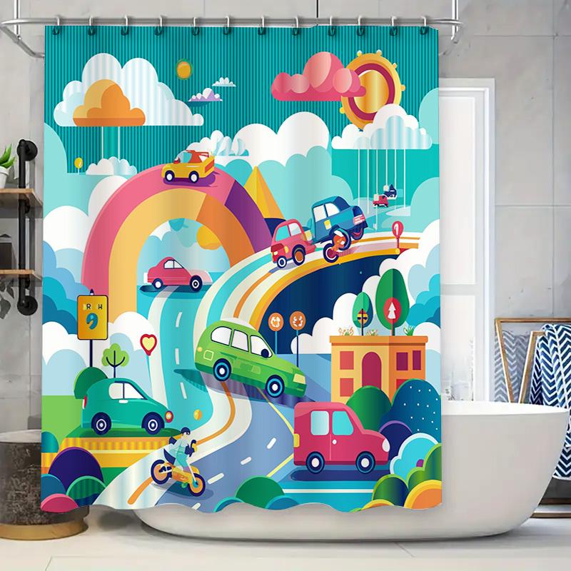 Colorful Cartoon Car Shower Curtain Kids Bathroom Decor Wall Hanging Umbrella Waterproof Polyester Fabric Print Backdrop for Bat 90x180cm
Colorful Cartoon Car Shower Curtain Kids Bathroom Decor Wall Hanging Umbrella Waterproof Polyester Fabric Print Backdrop for Bat 90x180cm