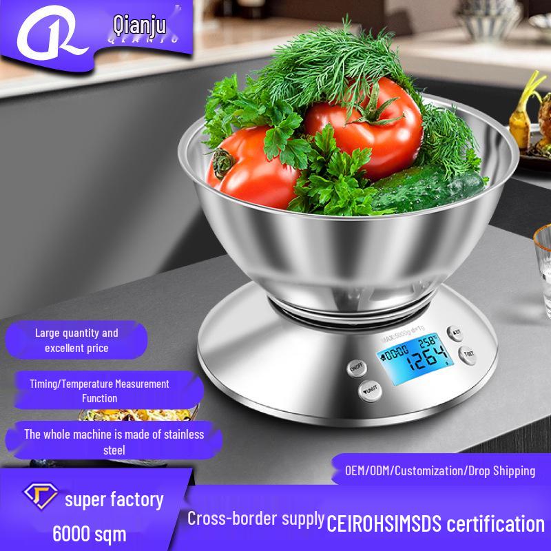 Stainless Steel Kitchen Scale with Bowl – High Precision Electronic Gram and Coffee Timer Scale 5KG/1G
Stainless Steel Kitchen Scale with Bowl – High Precision Electronic Gram and Coffee Timer Scale 5KG/1G