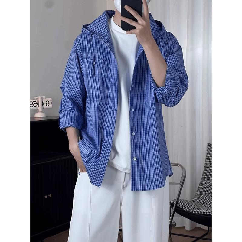 Men s Blue Plaid Hooded Button Up Shirt Casual Pocket Detail Oversized Streetwear Top M синий
Men s Blue Plaid Hooded Button Up Shirt Casual Pocket Detail Oversized Streetwear Top M синий