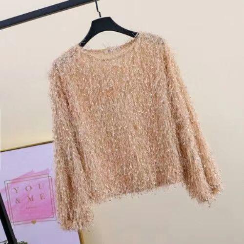 Пуловер Топ з бахромою Осінньо-зимовий вільний круглий виріз Яскравий шовк Футболка з довгими рукавами Нижня сорочка One Size
Пуловер Топ з бахромою Осінньо-зимовий вільний круглий виріз Яскравий шовк Футболка з довгими рукавами Нижня сорочка One Size