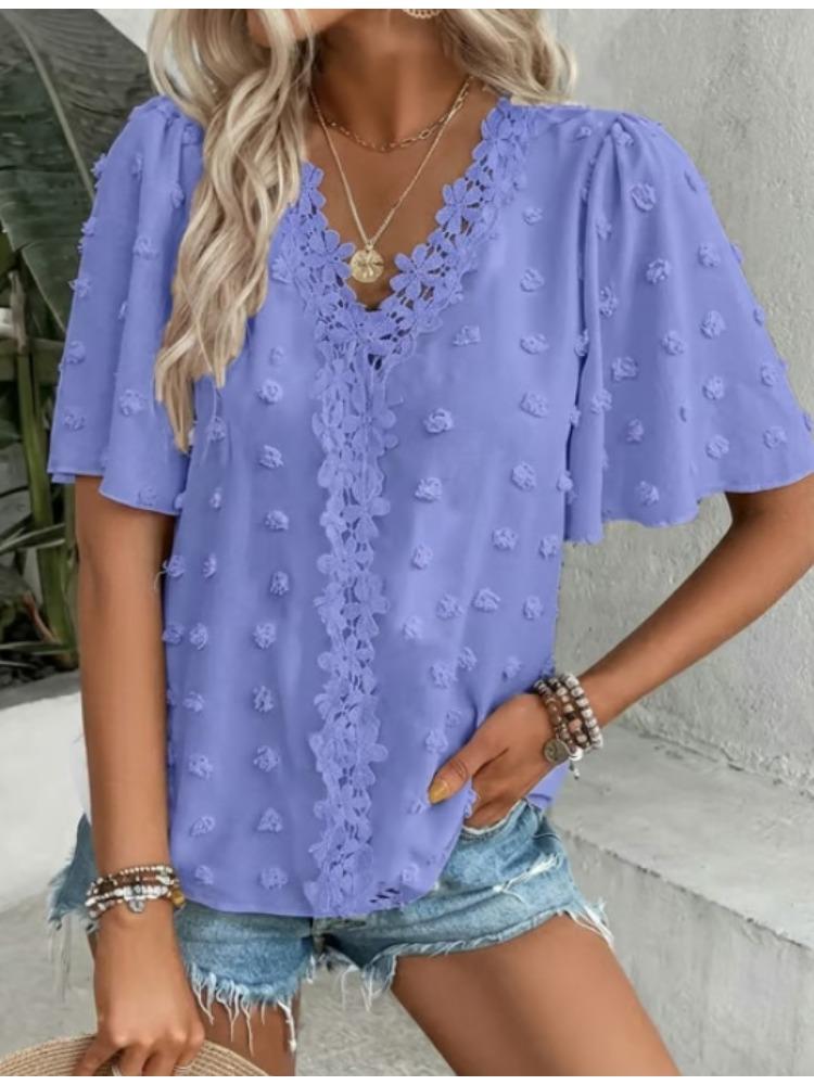 Women s Short Sleeve Round Neck Lace Applique Blouse Solid Beige Casual Top XXL
Women s Short Sleeve Round Neck Lace Applique Blouse Solid Beige Casual Top XXL