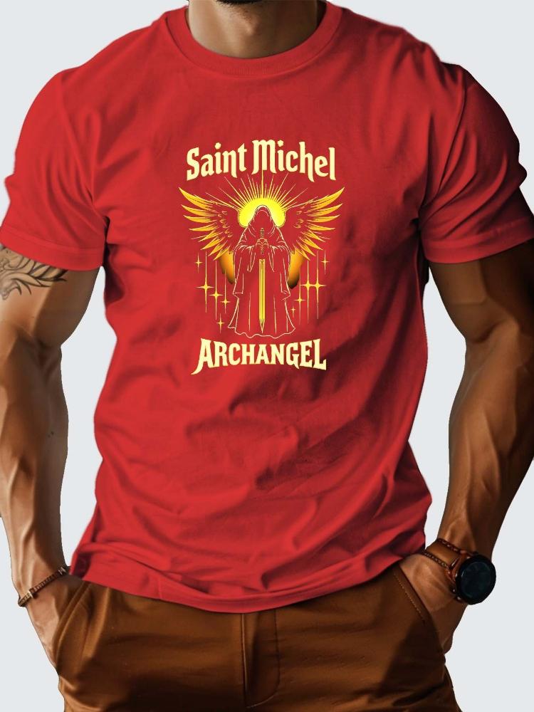 Saint Michael Archangel Golden Angel pattern 100 cotton summer Oneck short sleeve Oneck printed Tshirt S
Saint Michael Archangel Golden Angel pattern 100 cotton summer Oneck short sleeve Oneck printed Tshirt S