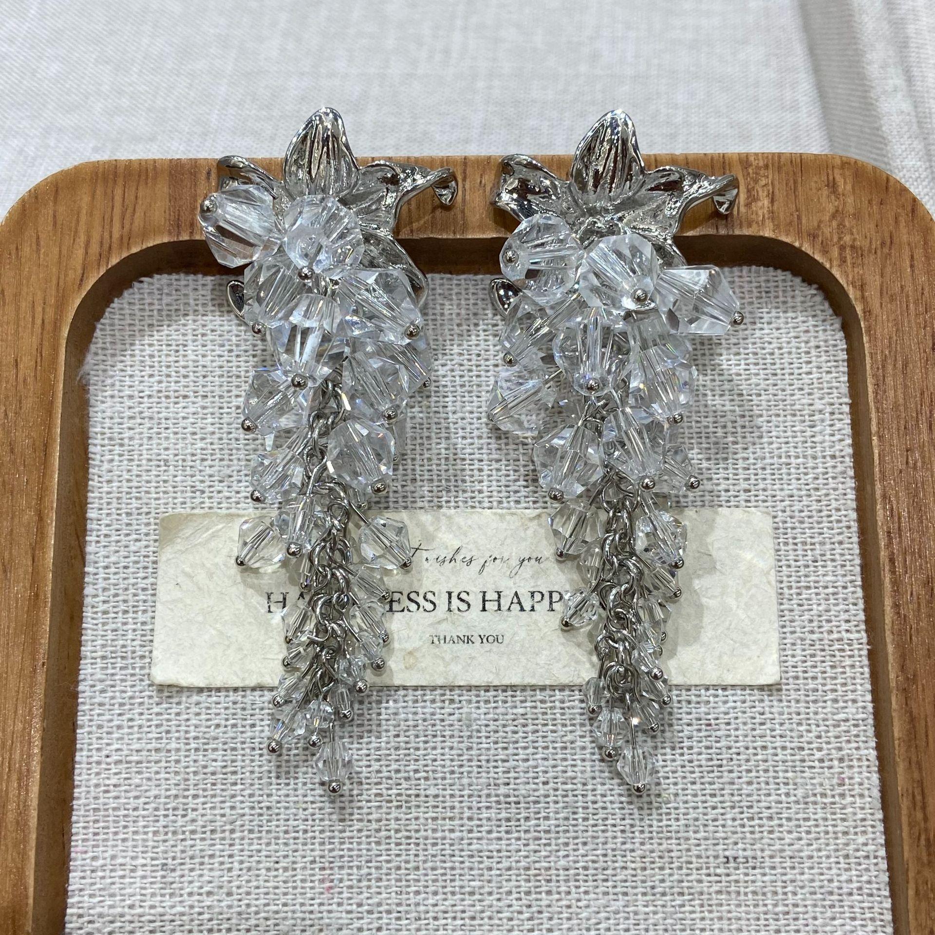 Heavy Industry Cold Sense Ice Flower Falling Crystal Tassel Long Earrings Fashion Temperament Bright Celebrity Ear Jewelry
Heavy Industry Cold Sense Ice Flower Falling Crystal Tassel Long Earrings Fashion Temperament Bright Celebrity Ear Jewelry