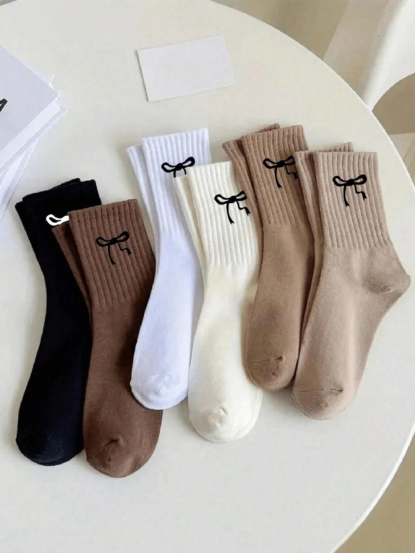 6 Pairs Women Men Solid Color Medium Length Bow Pttern Socks Fashionable Trendy Multi-Color Versatile Comfortable Casual Socks 39-42
6 Pairs Women Men Solid Color Medium Length Bow Pttern Socks Fashionable Trendy Multi-Color Versatile Comfortable Casual Socks 39-42
