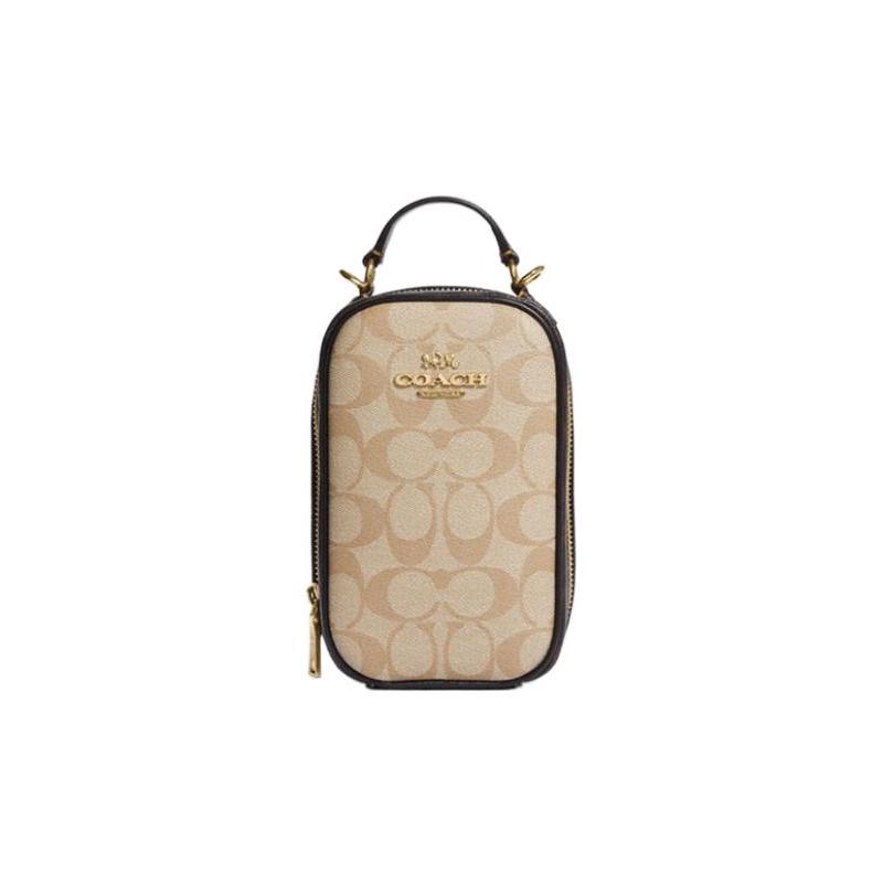 COACH Eva 11 classic old flower print zipper card slot artificial leather mobile phone bag handbag mini women s light khaki color with brown коричневий
COACH Eva 11 classic old flower print zipper card slot artificial leather mobile phone bag handbag mini women s light khaki color with brown коричневий