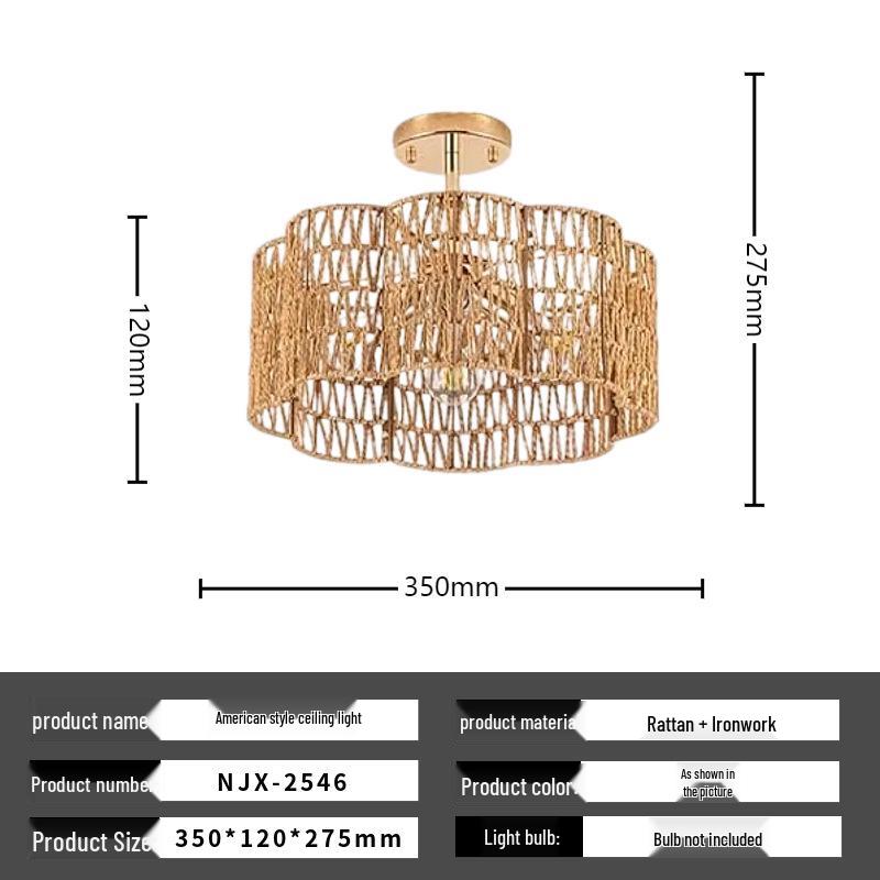 Bohemian Rattan Ceiling Light for European-Style Bedrooms & Hallways
Bohemian Rattan Ceiling Light for European-Style Bedrooms & Hallways