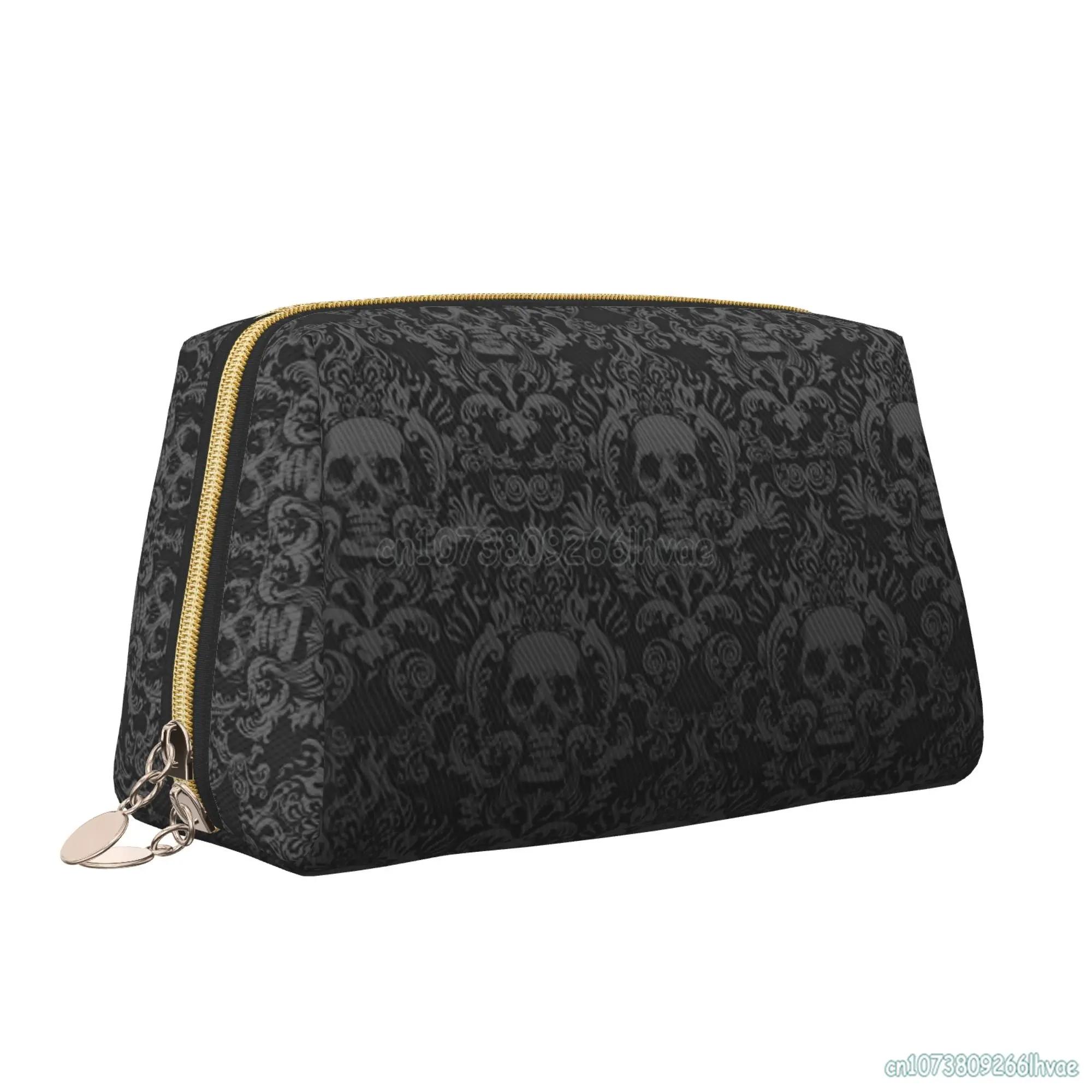 Gothic Black Skull Damask Women Leather Cosmetic Bag Large Capacity Waterproof Toiletry Bag Portable Casual Travel Makeup Bag чёрный
Gothic Black Skull Damask Women Leather Cosmetic Bag Large Capacity Waterproof Toiletry Bag Portable Casual Travel Makeup Bag чёрный