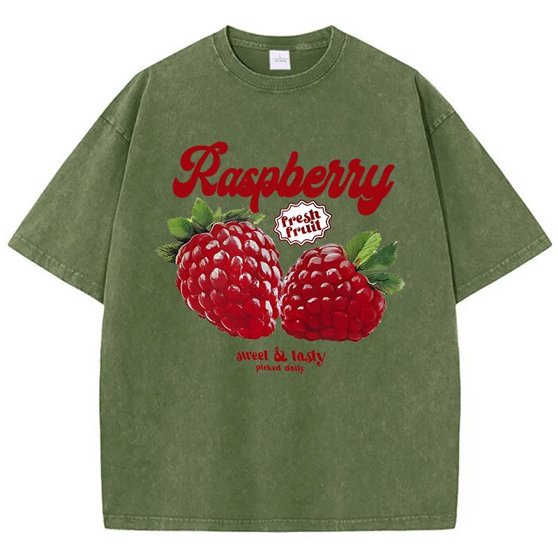 Raspberry Fresh Fruit Printed Washed TShirts Women Cotton Tops Comfortable Distressed ONeck T Shirts Summer Womans Clothes S
Raspberry Fresh Fruit Printed Washed TShirts Women Cotton Tops Comfortable Distressed ONeck T Shirts Summer Womans Clothes S