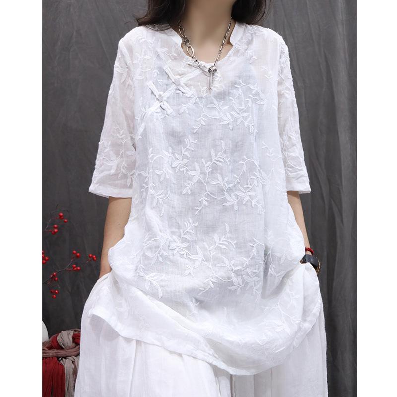Artistic Retro V-Neck Mid-Sleeve Mid-Length Shirt Dress with Embroidered Frog Button Large білий
Artistic Retro V-Neck Mid-Sleeve Mid-Length Shirt Dress with Embroidered Frog Button Large білий