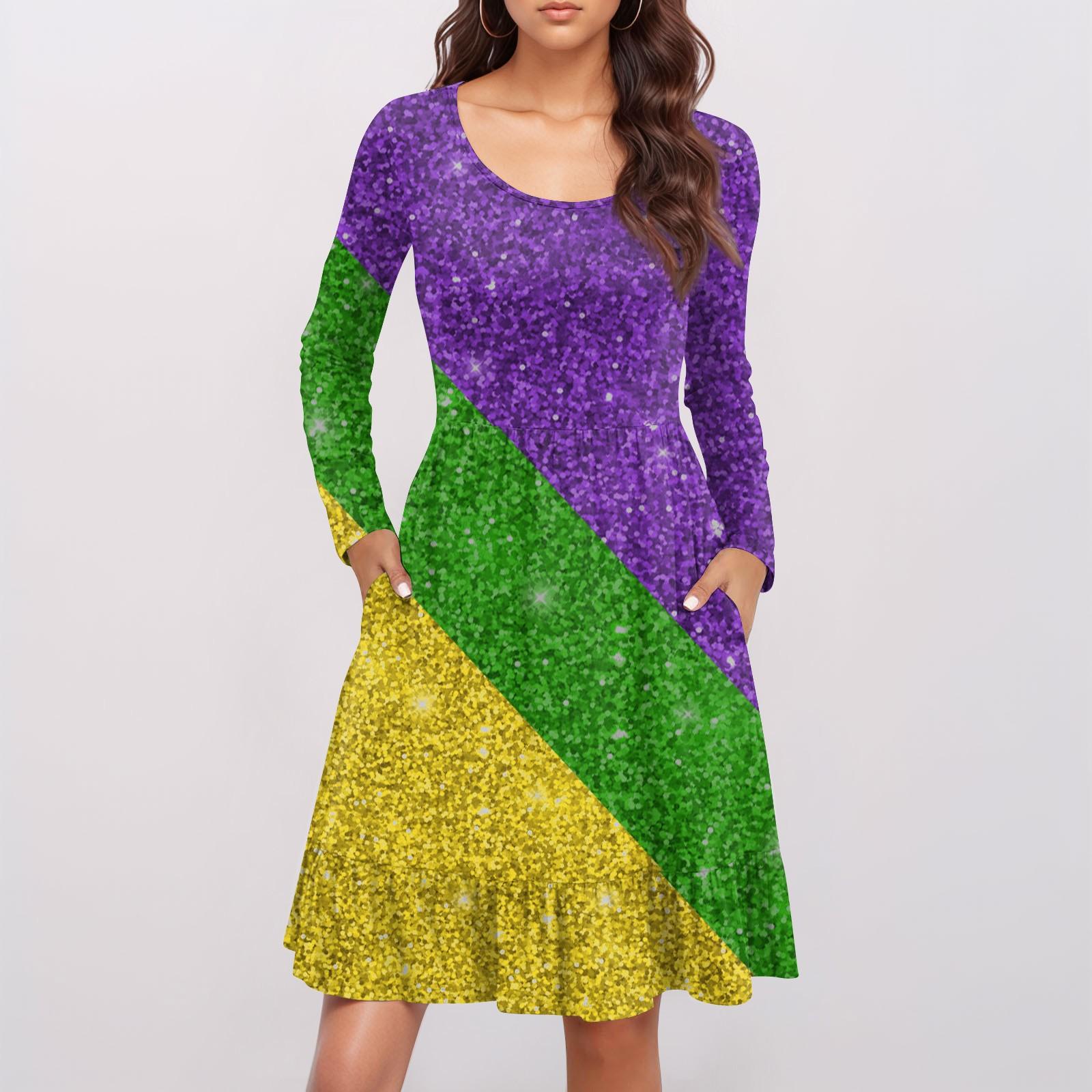 Women s Casual Round Neck Long Sleeved Dress Carnival Print Loose Waist Pleated Dress XL жовтий
Women s Casual Round Neck Long Sleeved Dress Carnival Print Loose Waist Pleated Dress XL жовтий