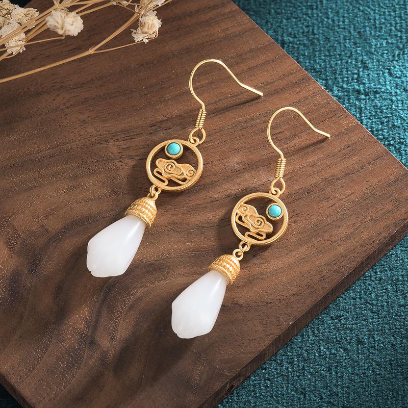 New Chinese Retro Imitation Hetian Jade Dangle Earrings - Traditional Qipao Hanfu Accessories
New Chinese Retro Imitation Hetian Jade Dangle Earrings - Traditional Qipao Hanfu Accessories