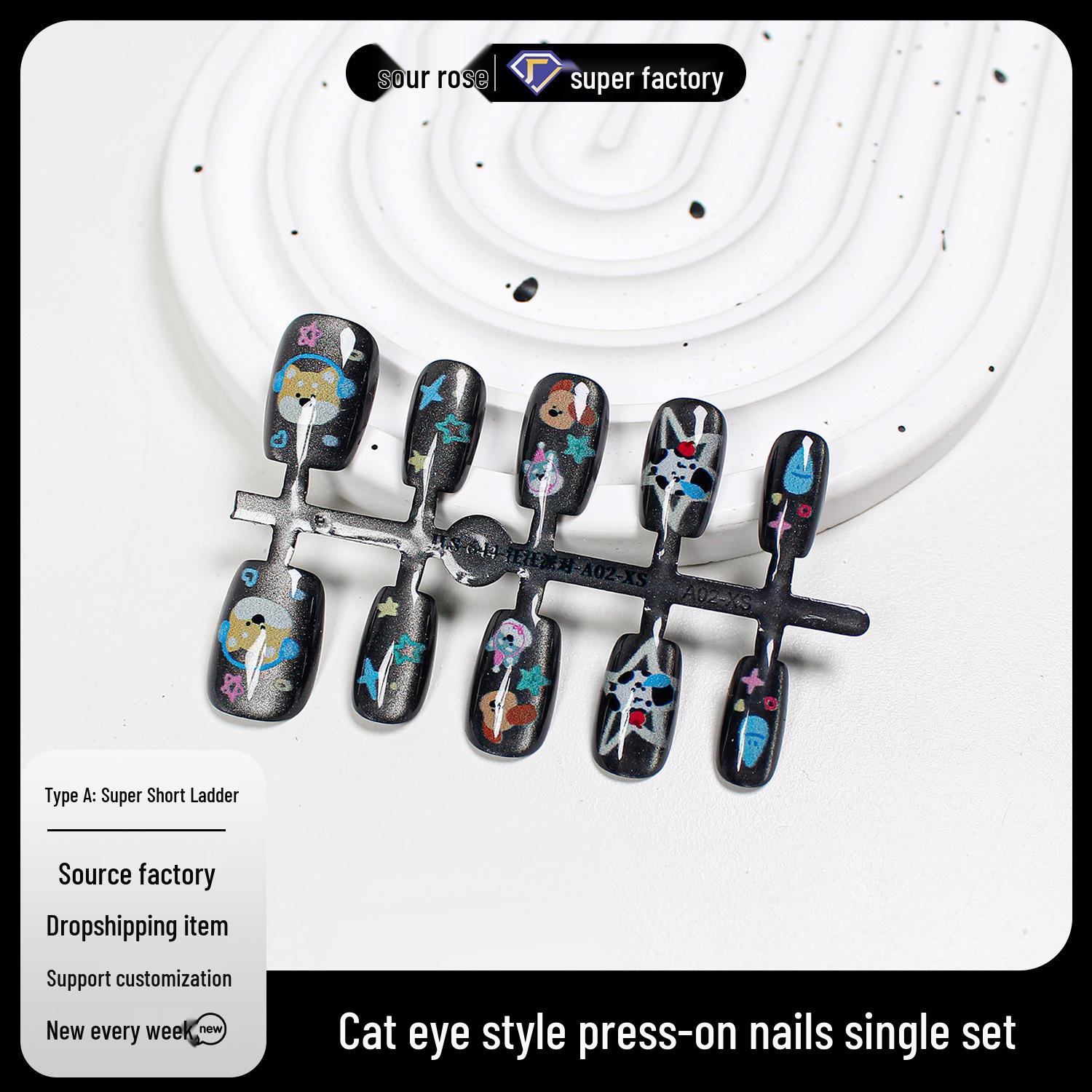 Jiaolong Wearable Cat-Eye Nail Art Removable Stickers - Semi-Finished Cartoon Nail Patches Extra Small
Jiaolong Wearable Cat-Eye Nail Art Removable Stickers - Semi-Finished Cartoon Nail Patches Extra Small