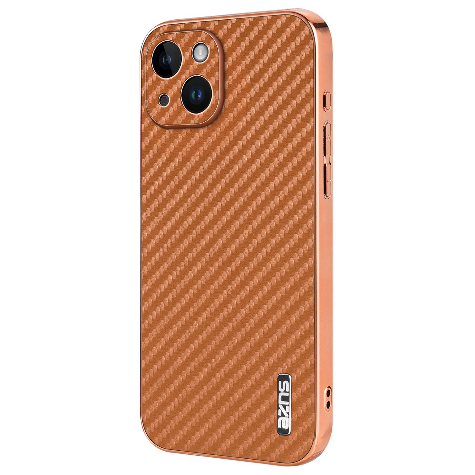 AZNS For iPhone 14 Case Electroplating Carbon Fiber Texture PU+TPU Phone Cover Brown
AZNS For iPhone 14 Case Electroplating Carbon Fiber Texture PU+TPU Phone Cover Brown