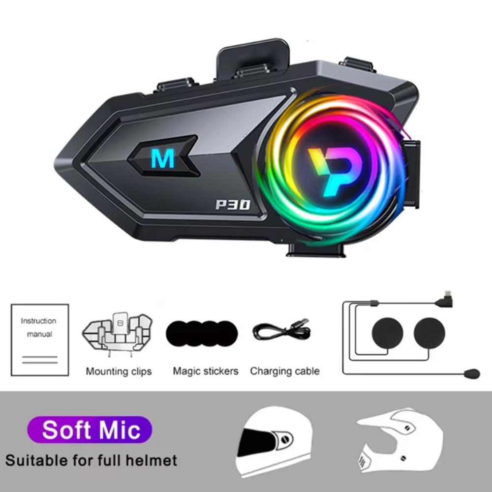 P30 Dual Mic Motorcycle Helmet Intercom Headset Wireless Hands-free Call Waterproof Music Player Speaker FM Radio Earphone
P30 Dual Mic Motorcycle Helmet Intercom Headset Wireless Hands-free Call Waterproof Music Player Speaker FM Radio Earphone