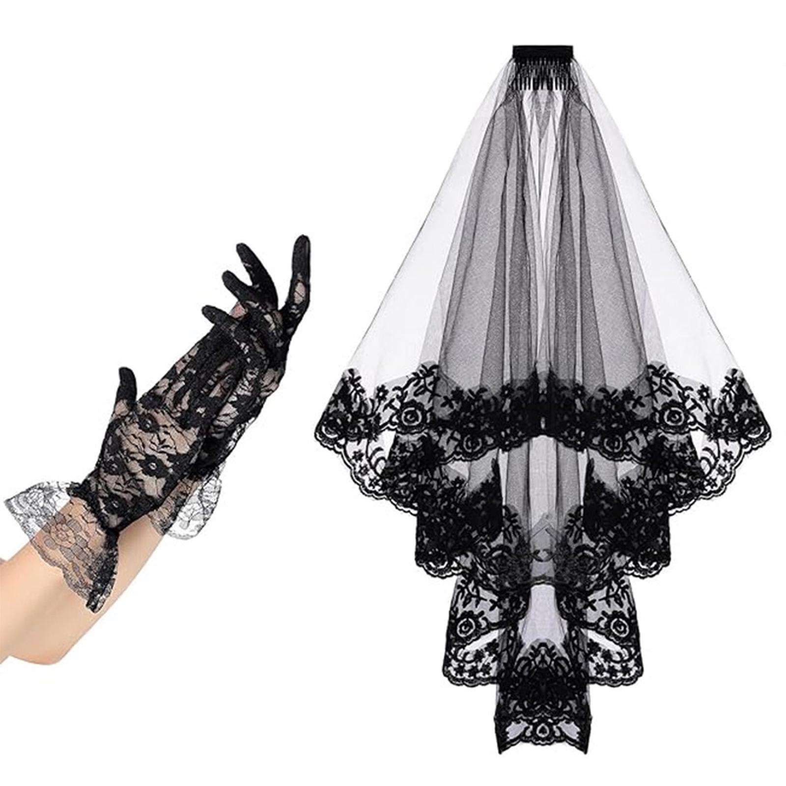 Комплект из черной кружевной вуали и перчаток на Хэллоуин, элегантные аксессуары для костюма из тюля, головные уборы для женщин, наряд для маскарада C
Комплект из черной кружевной вуали и перчаток на Хэллоуин, элегантные аксессуары для костюма из тюля, головные уборы для женщин, наряд для маскарада C