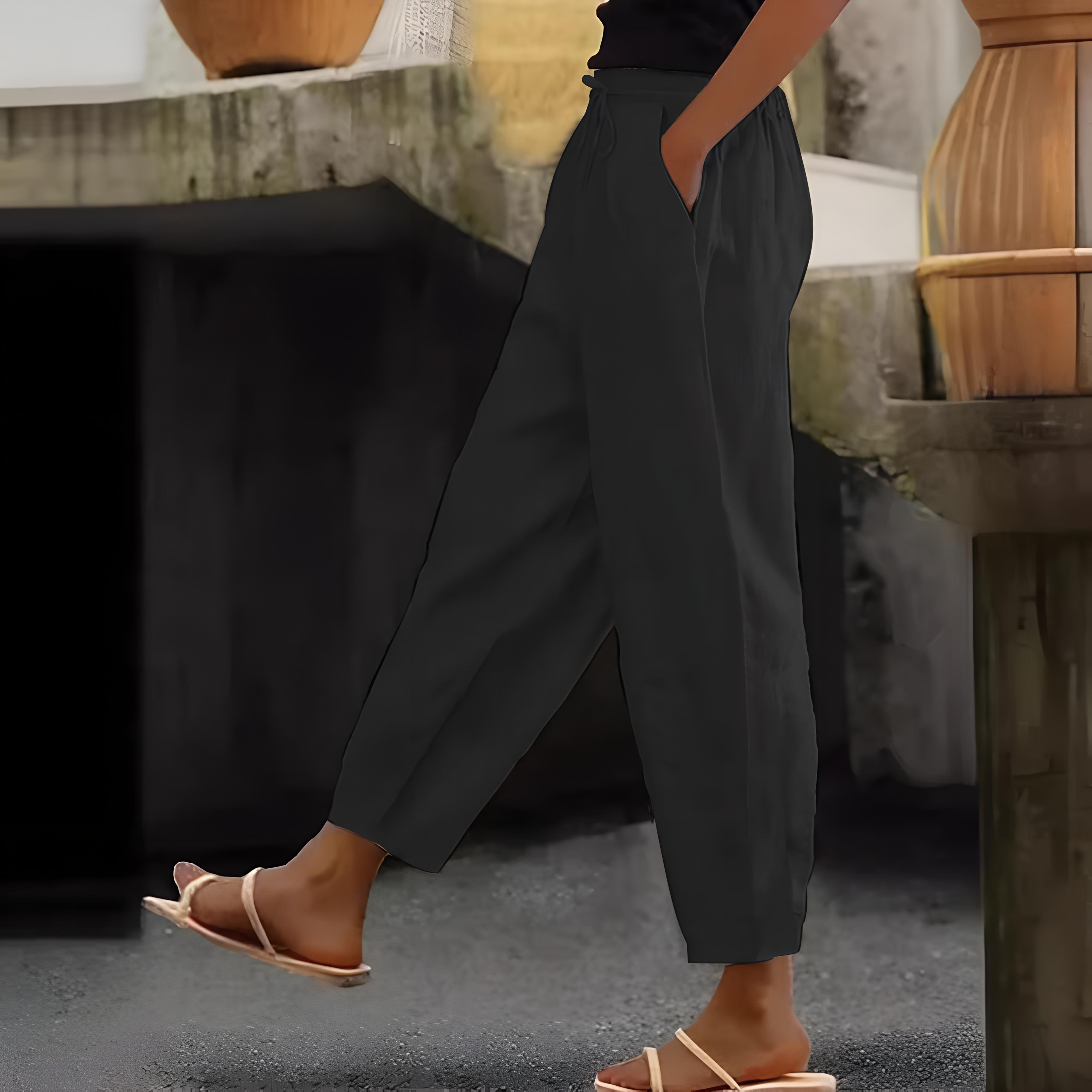 Нові жіночі штани бавовняні льону суцільний колір модні повсякденні щоденні бічні кишені еластичні повсякденні штани жіночі штани 4XL чорний
Нові жіночі штани бавовняні льону суцільний колір модні повсякденні щоденні бічні кишені еластичні повсякденні штани жіночі штани 4XL чорний