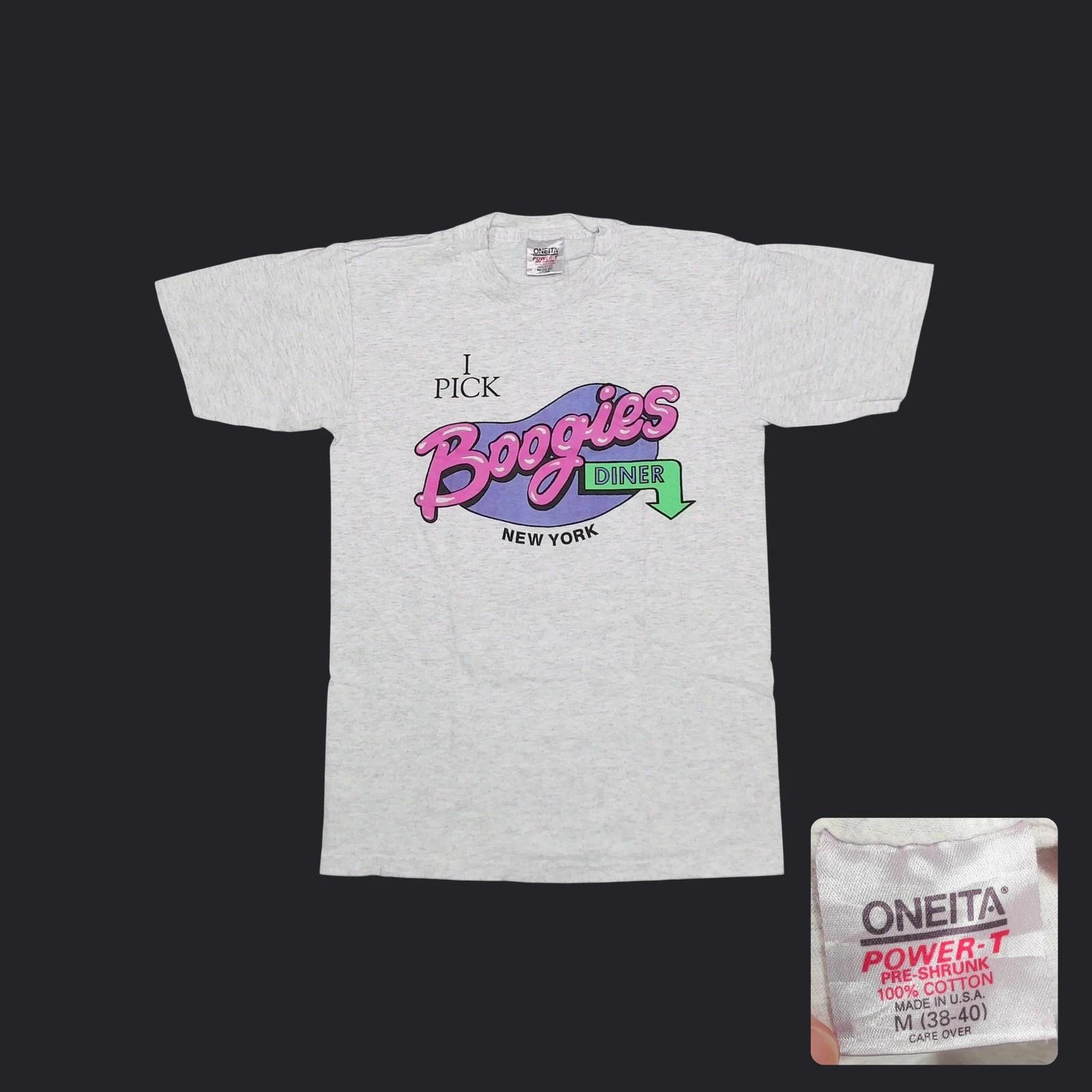 Vintage 90s Boogies Diner New York T-Shirt Oneita Single Stitch Heather Gray M 2XL
Vintage 90s Boogies Diner New York T-Shirt Oneita Single Stitch Heather Gray M 2XL