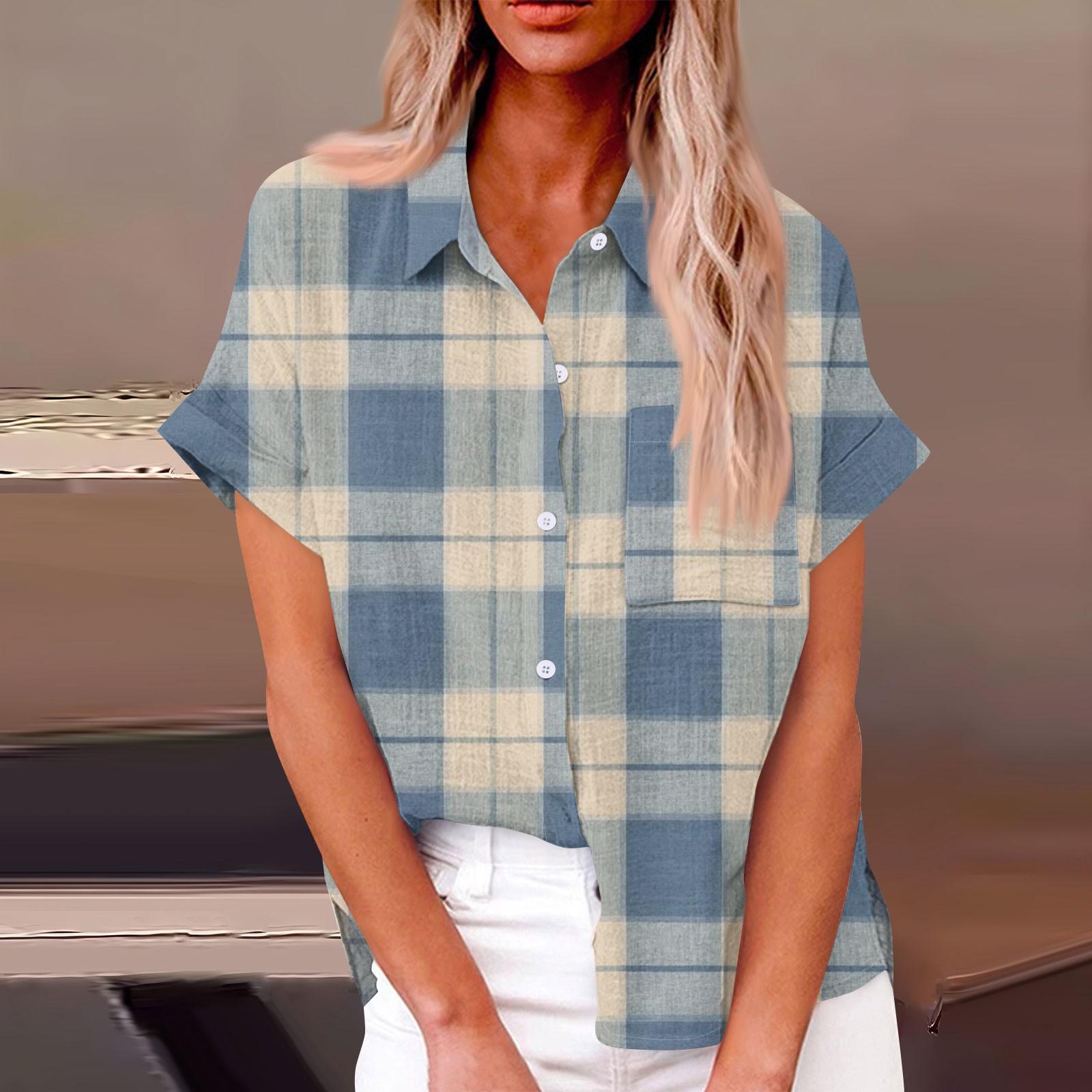 Женская модная свободная повседневная рубашка с коротким рукавом и отворотом на пуговицах, футболка с принтом, топ L синий
Женская модная свободная повседневная рубашка с коротким рукавом и отворотом на пуговицах, футболка с принтом, топ L синий