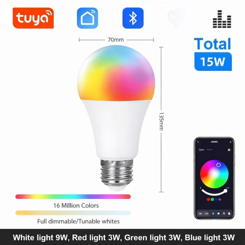 Tuya Bluetooth LED Bulb Dimmable 15W 18W E27 B22 220V RGBCW Color Change Lamps Smart Life APP Group Control Music Rhythm Timing Yes&220-240V AC
Tuya Bluetooth LED Bulb Dimmable 15W 18W E27 B22 220V RGBCW Color Change Lamps Smart Life APP Group Control Music Rhythm Timing Yes&220-240V AC