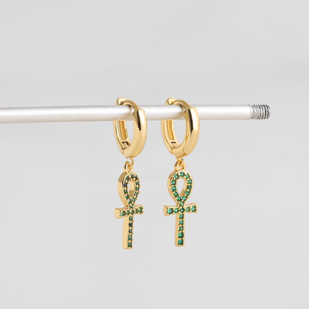 Chic Gold Color Huggie Earrings Vintage Cross Egyptian Ankh Hoop Earrings for Women Cubic Zirconia Pendants Earring Zircon зелений
Chic Gold Color Huggie Earrings Vintage Cross Egyptian Ankh Hoop Earrings for Women Cubic Zirconia Pendants Earring Zircon зелений