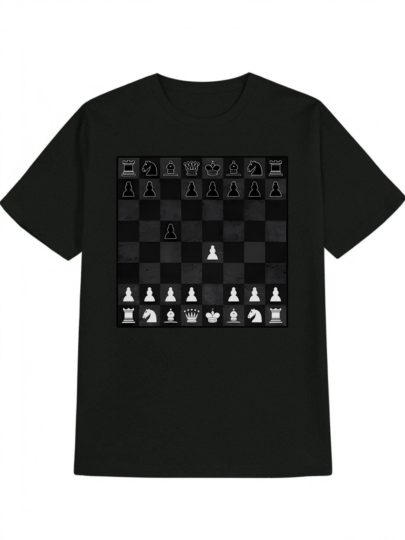 Casual Chess Print T-shirt - Black & White Chessboard Design with Piece Graphics XXXXL
Casual Chess Print T-shirt - Black & White Chessboard Design with Piece Graphics XXXXL
