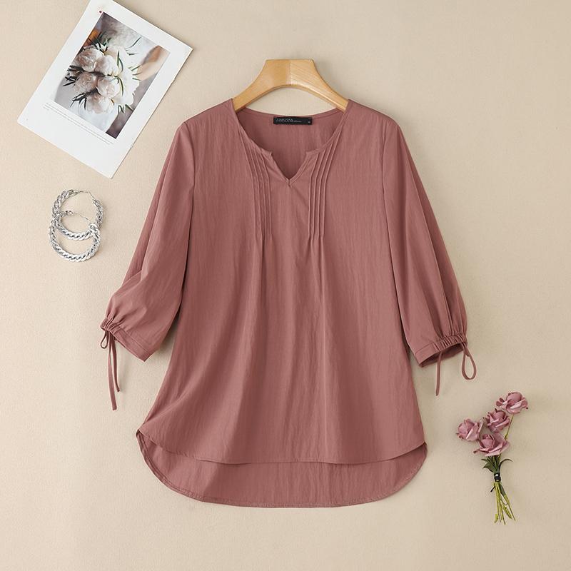ZANZEA Женская повседневная однотонная свободная блузка с V-образным вырезом и рукавом 3/4 5XL камео розовый
ZANZEA Женская повседневная однотонная свободная блузка с V-образным вырезом и рукавом 3/4 5XL камео розовый