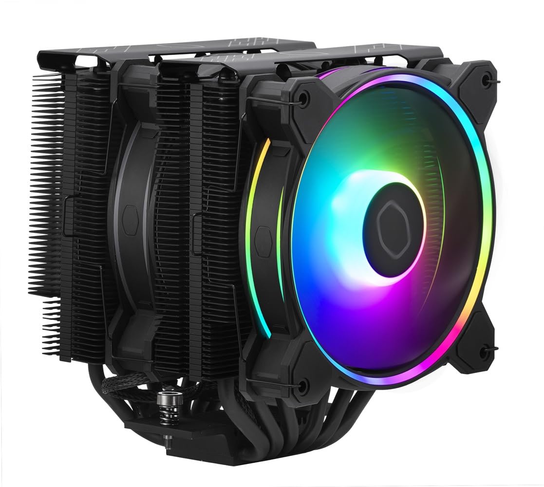 Cooler Master Hyper 622 HALO BLACK, 6 теплових трубок, подвійний баштовий вентилятор, сумісний із повітряним охолодженням, процесорний кулер FN1958 і LGA1700/AM5/AM4 RR-D6BB-20PA-R1 чорний
Cooler Master Hyper 622 HALO BLACK, 6 теплових трубок, подвійний баштовий вентилятор, сумісний із повітряним охолодженням, процесорний кулер FN1958 і LGA1700/AM5/AM4 RR-D6BB-20PA-R1 чорний