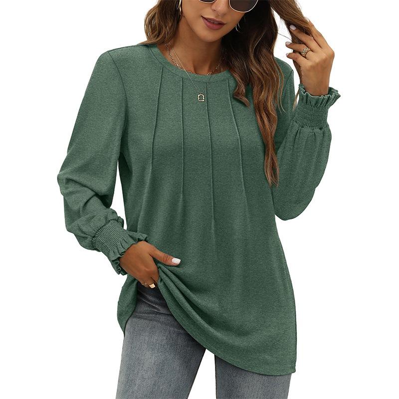 Женская осенняя свободная плиссированная рубашка с круглым вырезом и длинными рукавами, футболка, топ-пуловер XL зелёный
Женская осенняя свободная плиссированная рубашка с круглым вырезом и длинными рукавами, футболка, топ-пуловер XL зелёный