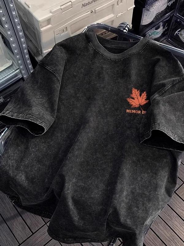 Vintage Washed Black TShirt Retro Maple Loose Casual Crewneck Tee Streetwear Style Soft Comfortable Short Sleeves for Men Women S
Vintage Washed Black TShirt Retro Maple Loose Casual Crewneck Tee Streetwear Style Soft Comfortable Short Sleeves for Men Women S