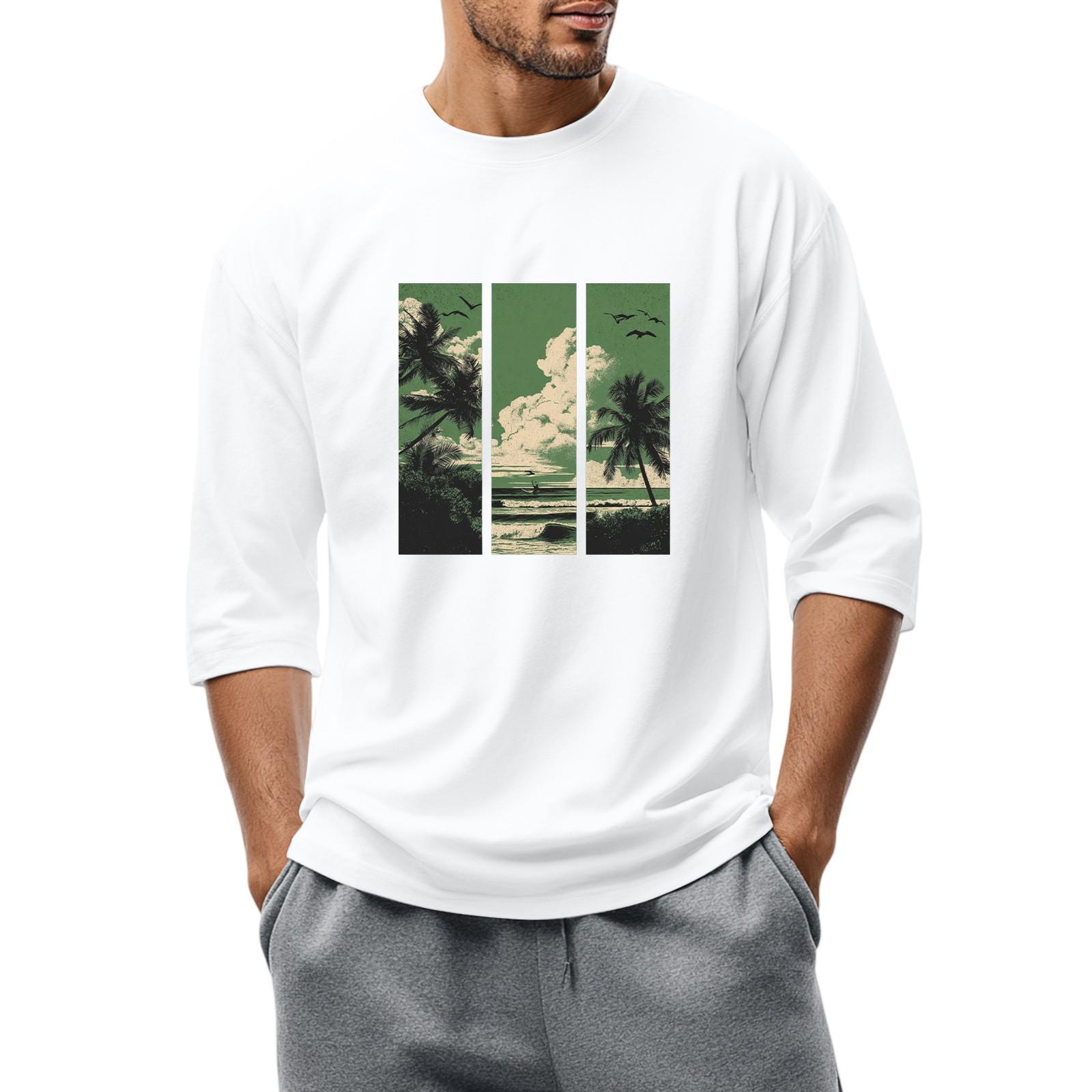 Мужская повседневная модная футболка с круглым вырезом и рукавом три четверти XL белый
Мужская повседневная модная футболка с круглым вырезом и рукавом три четверти XL белый