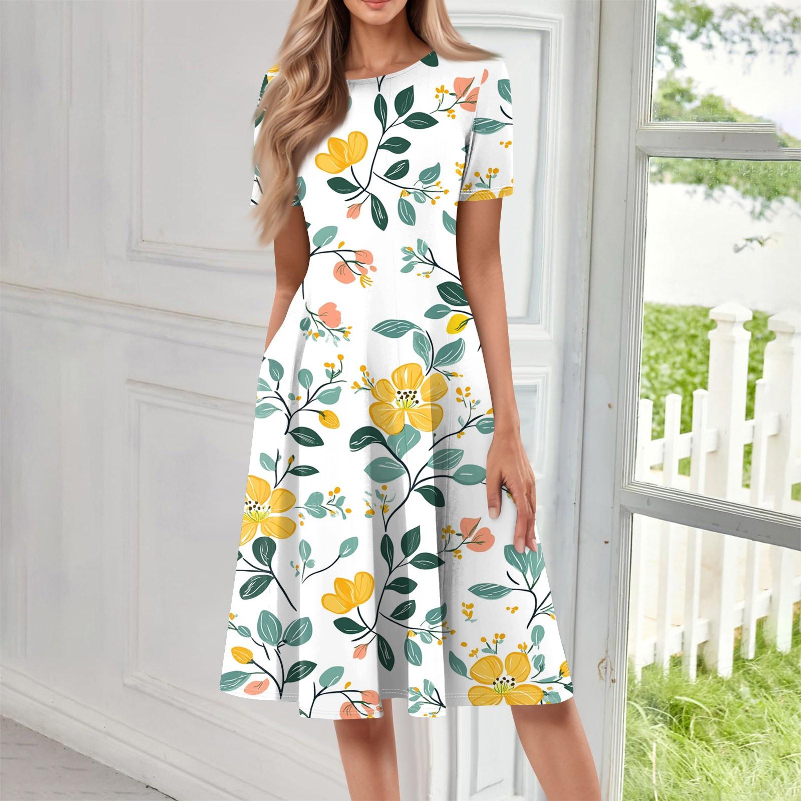 Женское свободное повседневное и модное платье с круглым вырезом и короткими рукавами, средней длины с принтом XL жёлтый
Женское свободное повседневное и модное платье с круглым вырезом и короткими рукавами, средней длины с принтом XL жёлтый