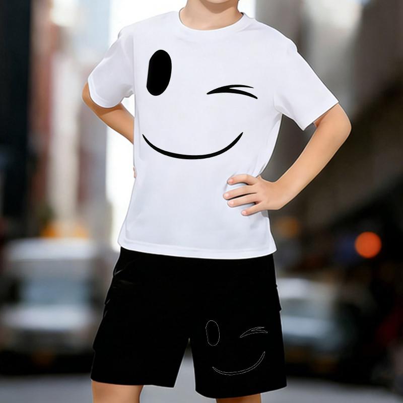 Boys 2 Piece Cartoon Smiley Face Printed Outfit, Short Sleeve T-Shirt and Shorts Set for Kids Age 5-14, Black and White Sporty Casual Summer Clothes 13-14 Years білий
Boys 2 Piece Cartoon Smiley Face Printed Outfit, Short Sleeve T-Shirt and Shorts Set for Kids Age 5-14, Black and White Sporty Casual Summer Clothes 13-14 Years білий