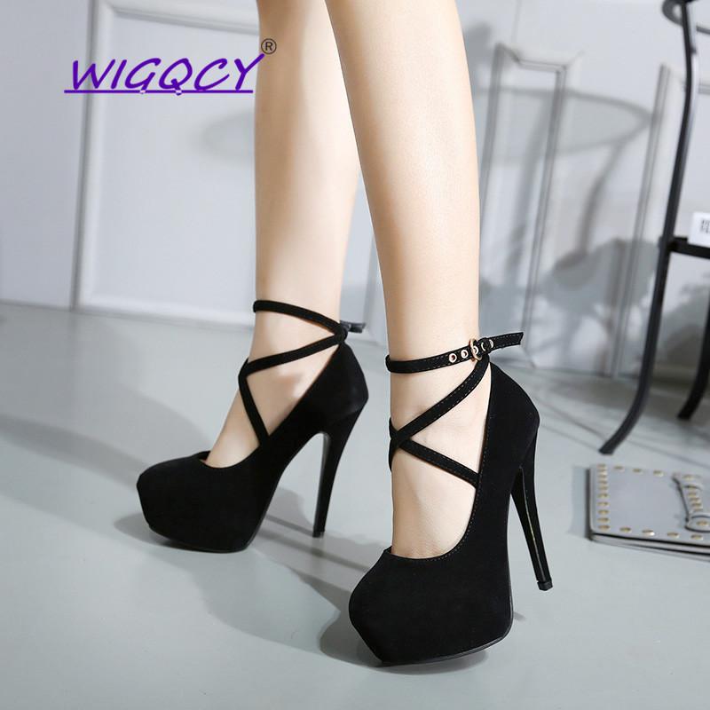Suede Thin 15CM High heels pumps women shoes 2019 new Spring Autumn shoes women Platform Cross Strap Buckle Casual ladies shoes
Suede Thin 15CM High heels pumps women shoes 2019 new Spring Autumn shoes women Platform Cross Strap Buckle Casual ladies shoes