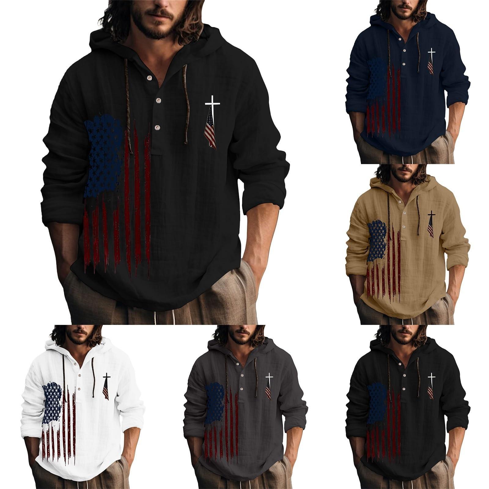 Independence Day Printed Men s Cotton And Linen Shirt Hooded Long-sleeved Hooded Spring And Summer Casual Daily Wear L чорний
Independence Day Printed Men s Cotton And Linen Shirt Hooded Long-sleeved Hooded Spring And Summer Casual Daily Wear L чорний